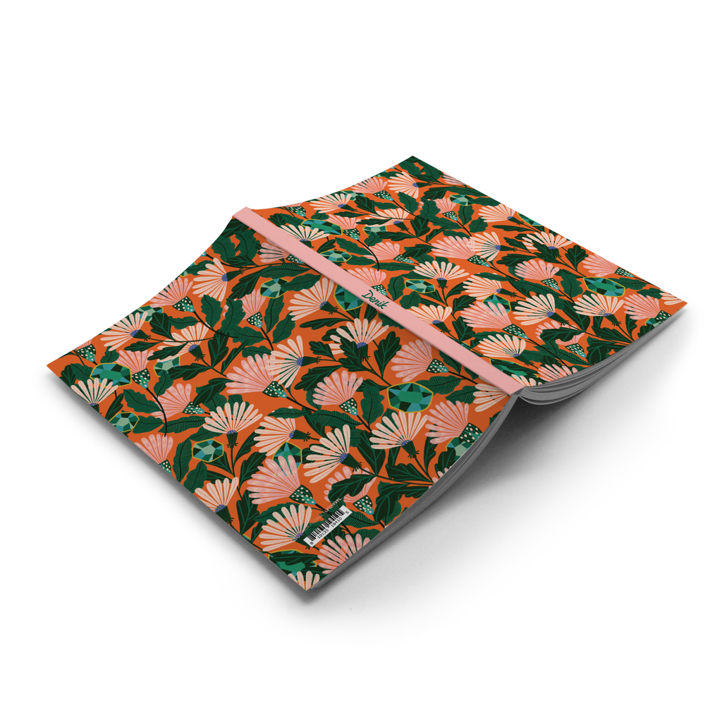 Orange Floral Classic Layflat Journal Notebook